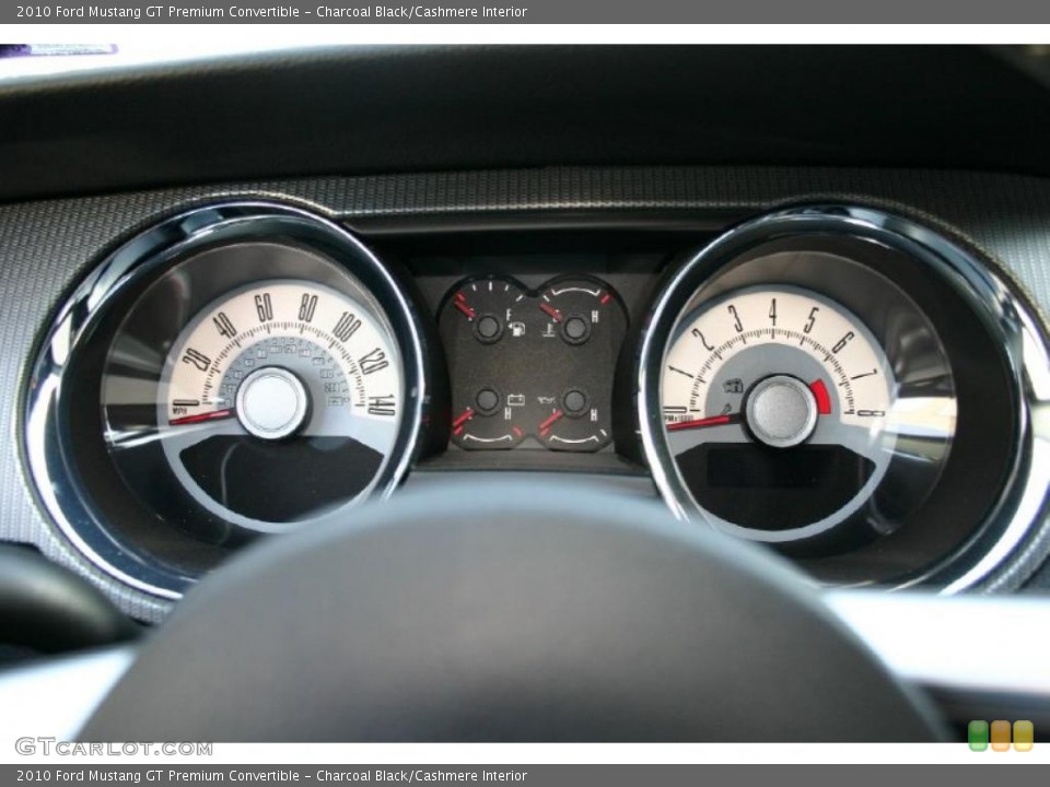 Charcoal Black/Cashmere Interior Gauges for the 2010 Ford Mustang GT Premium Convertible #46635248