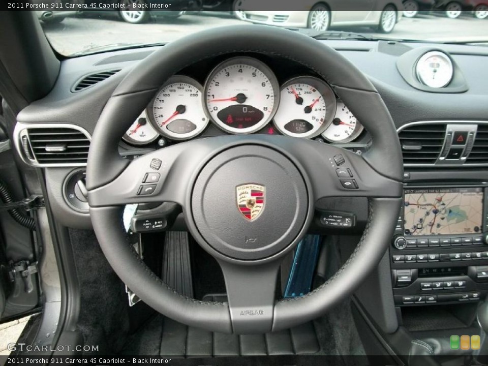 Black Interior Steering Wheel for the 2011 Porsche 911 Carrera 4S Cabriolet #46650299