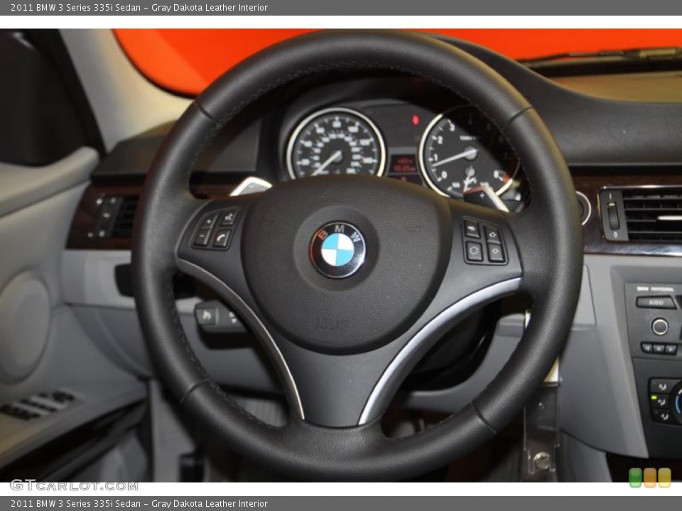 Gray Dakota Leather Interior Steering Wheel for the 2011 BMW 3 Series 335i Sedan #46665863