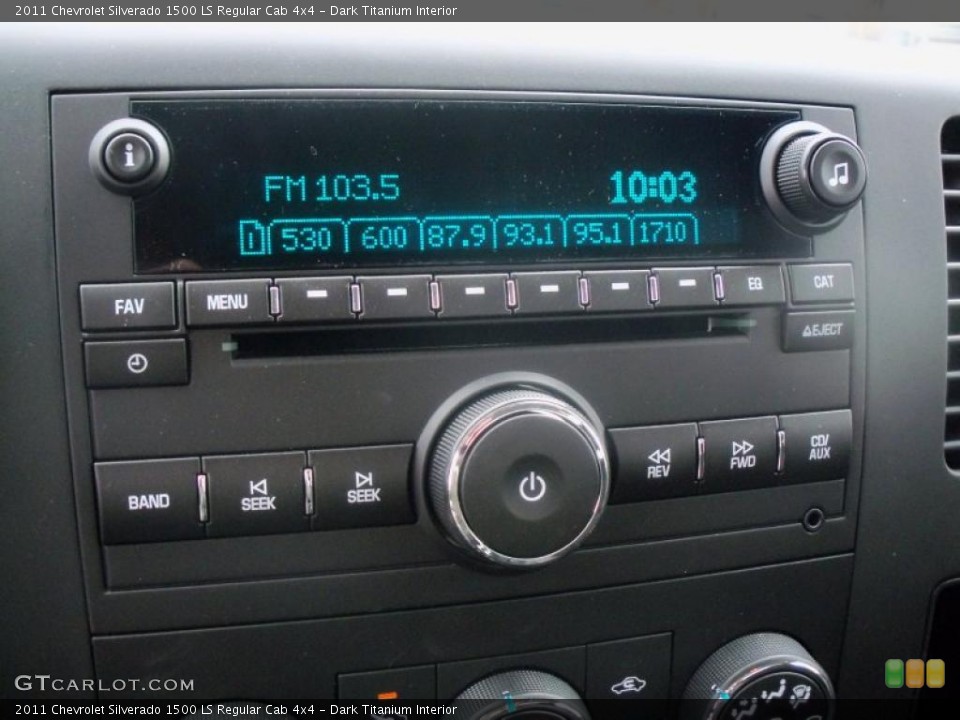 Dark Titanium Interior Controls for the 2011 Chevrolet Silverado 1500 LS Regular Cab 4x4 #46686647