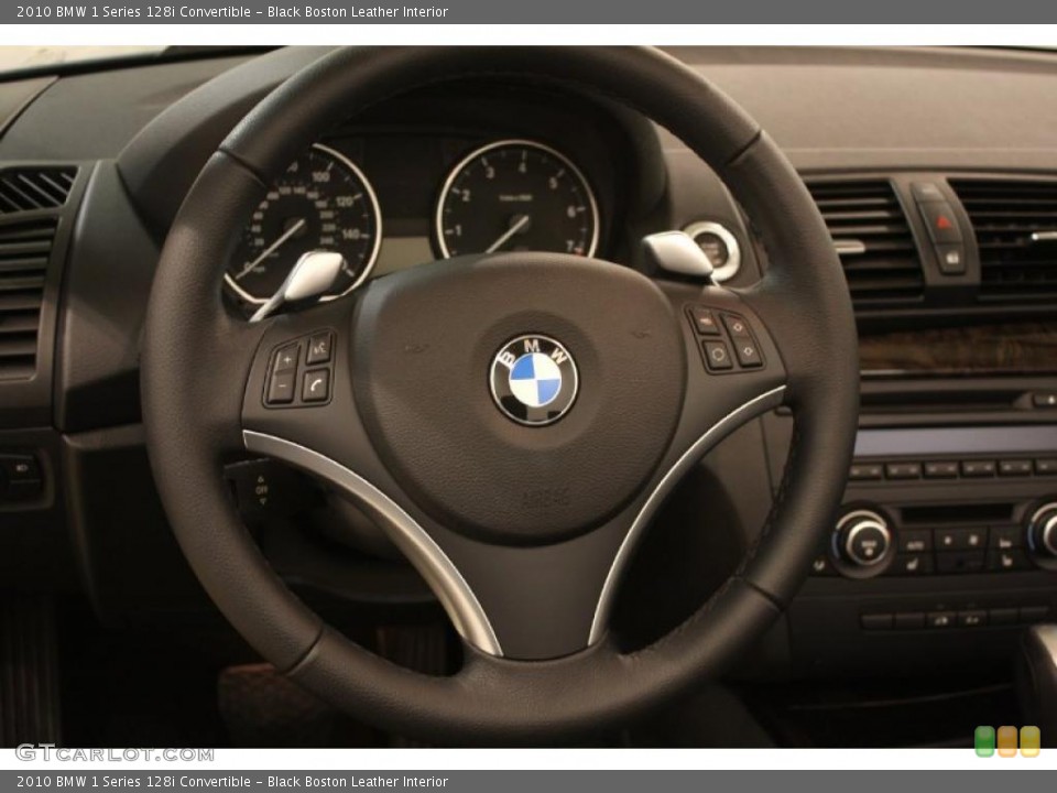 Black Boston Leather Interior Steering Wheel for the 2010 BMW 1 Series 128i Convertible #46695230