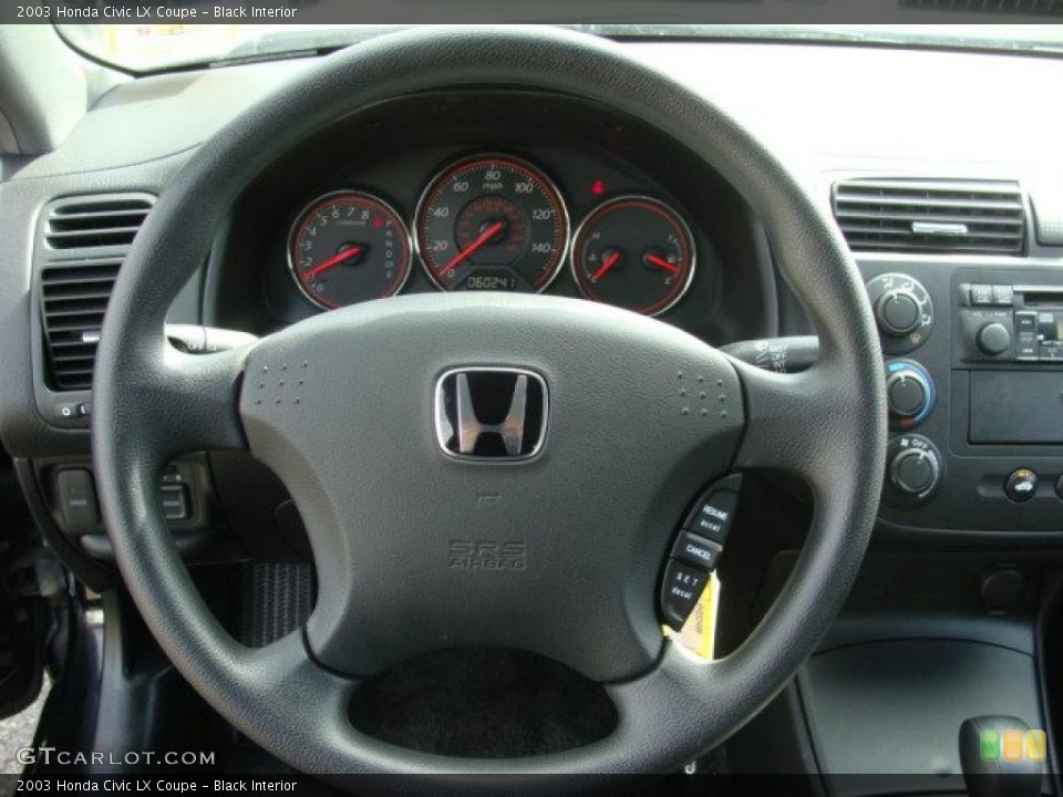 Black Interior Steering Wheel for the 2003 Honda Civic LX Coupe #46742899
