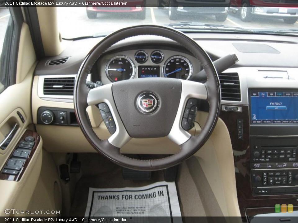 Cashmere/Cocoa Interior Steering Wheel for the 2011 Cadillac Escalade ESV Luxury AWD #46743457