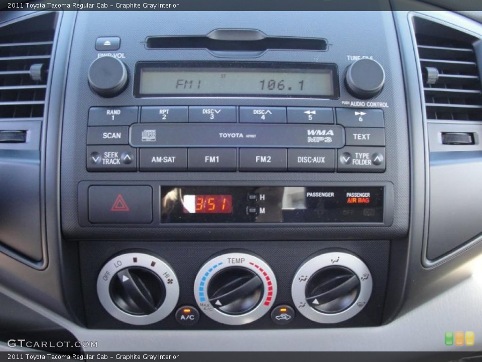 Graphite Gray Interior Controls for the 2011 Toyota Tacoma Regular Cab #46745761