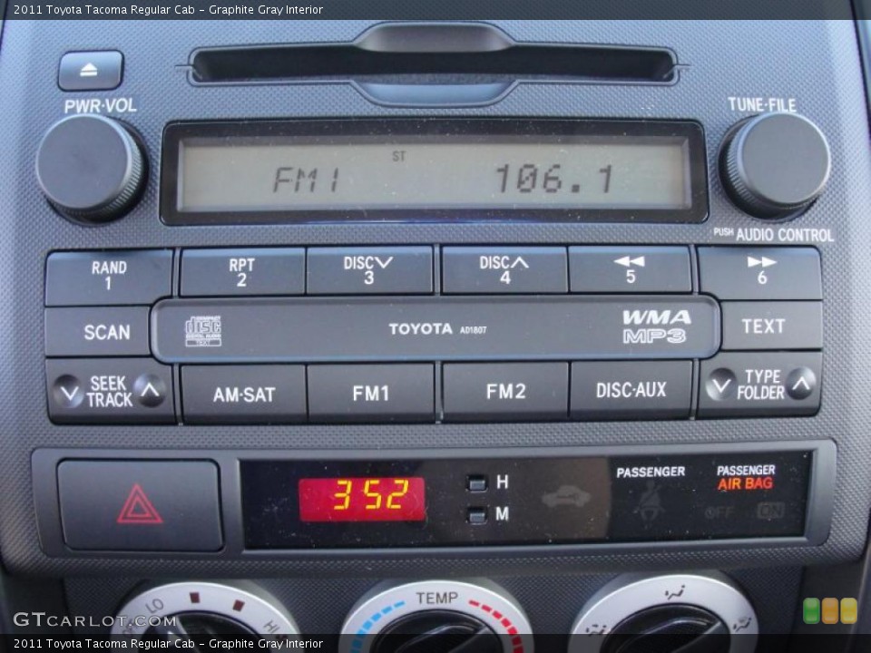 Graphite Gray Interior Controls for the 2011 Toyota Tacoma Regular Cab #46745767