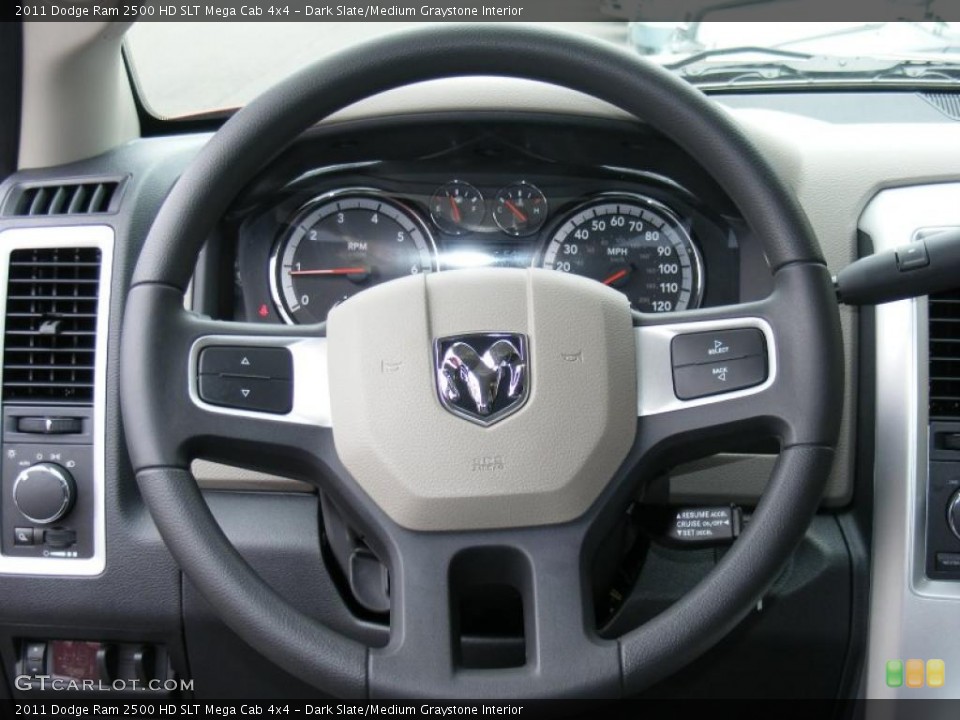 Dark Slate/Medium Graystone Interior Steering Wheel for the 2011 Dodge Ram 2500 HD SLT Mega Cab 4x4 #46747223