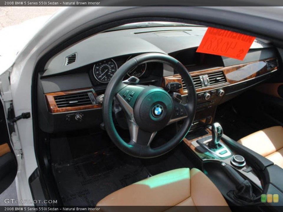 Natural Brown Interior Dashboard for the 2008 BMW 5 Series 550i Sedan #46769460