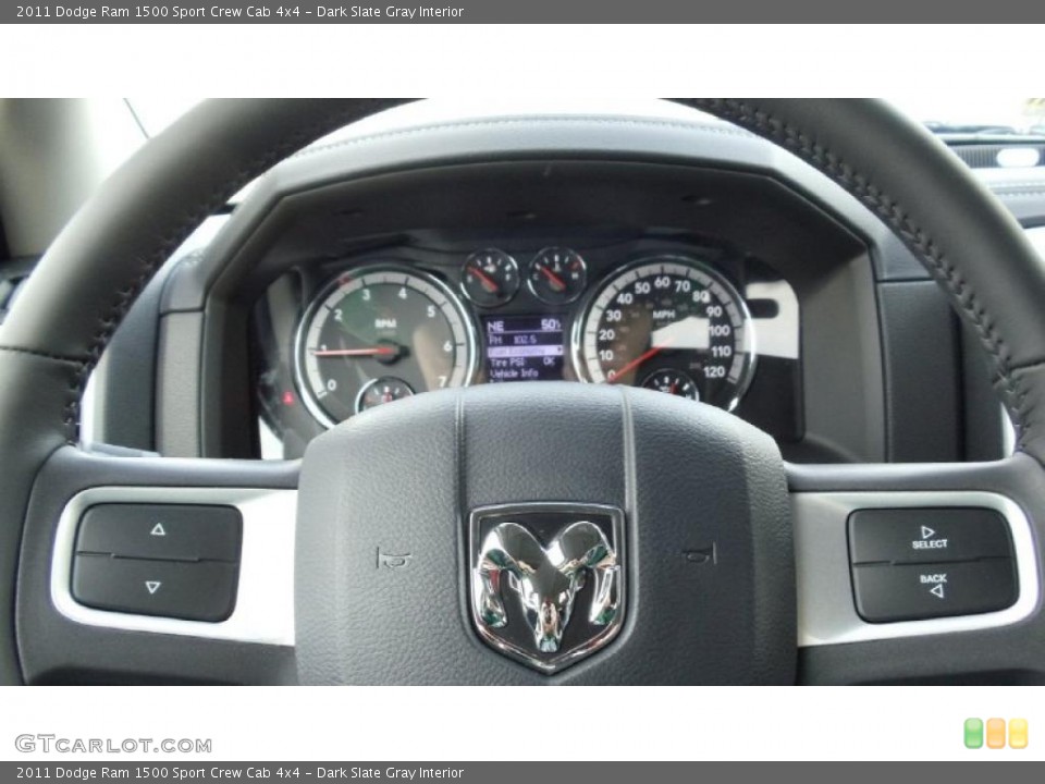 Dark Slate Gray Interior Gauges for the 2011 Dodge Ram 1500 Sport Crew Cab 4x4 #46774258