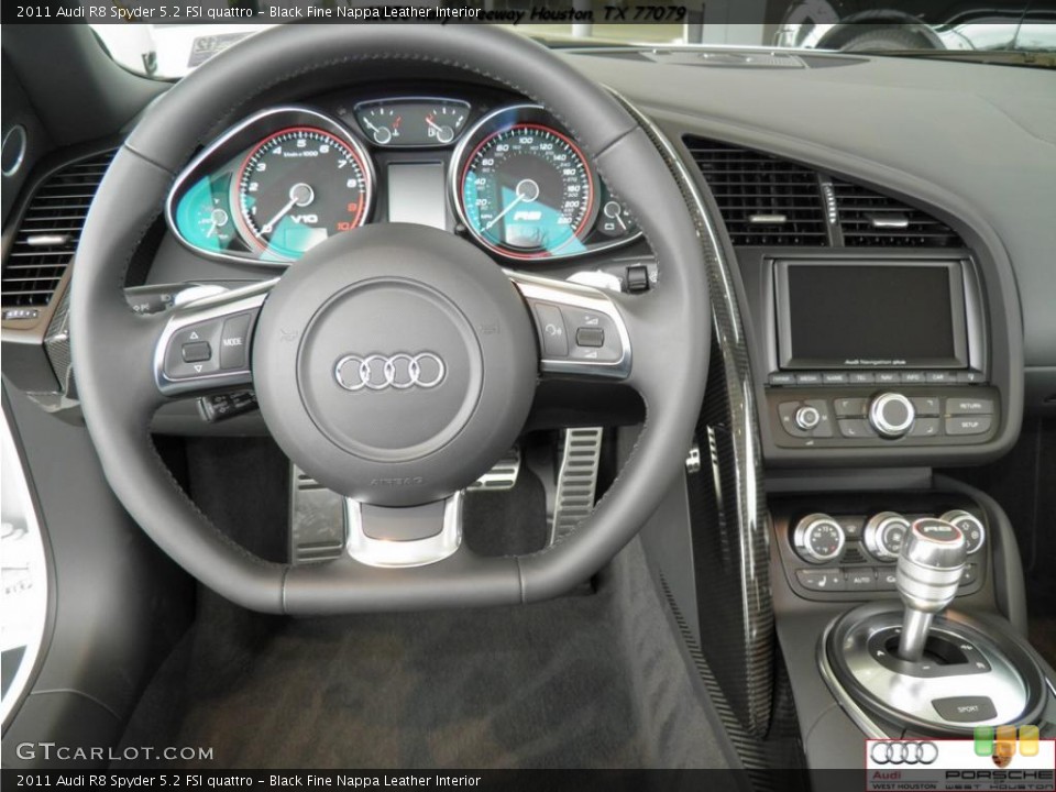Black Fine Nappa Leather Interior Steering Wheel for the 2011 Audi R8 Spyder 5.2 FSI quattro #46822224