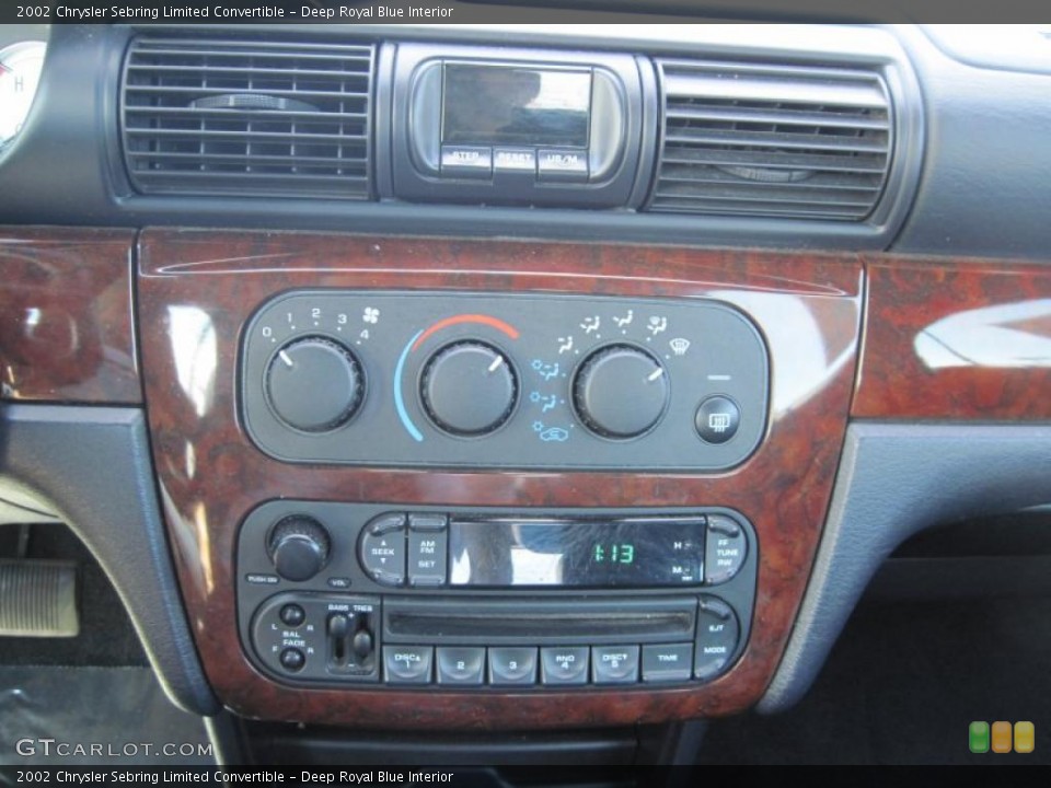 Deep Royal Blue Interior Controls for the 2002 Chrysler Sebring Limited Convertible #46862391