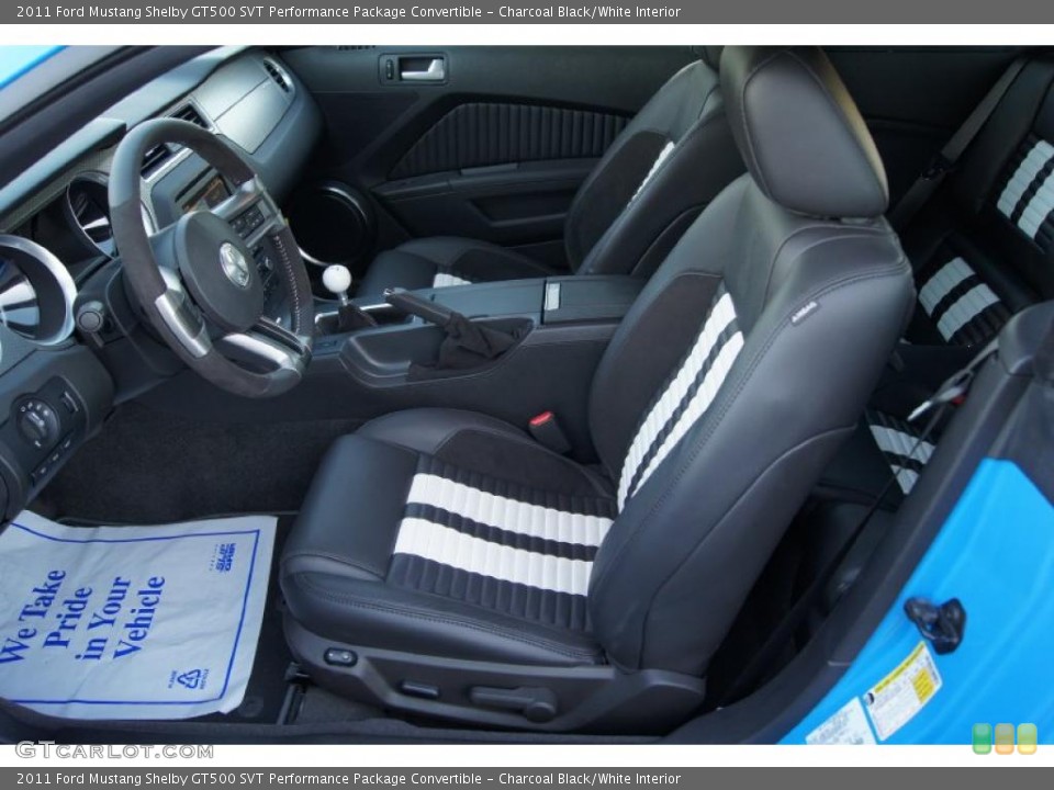 Charcoal Black/White Interior Photo for the 2011 Ford Mustang Shelby GT500 SVT Performance Package Convertible #46902455