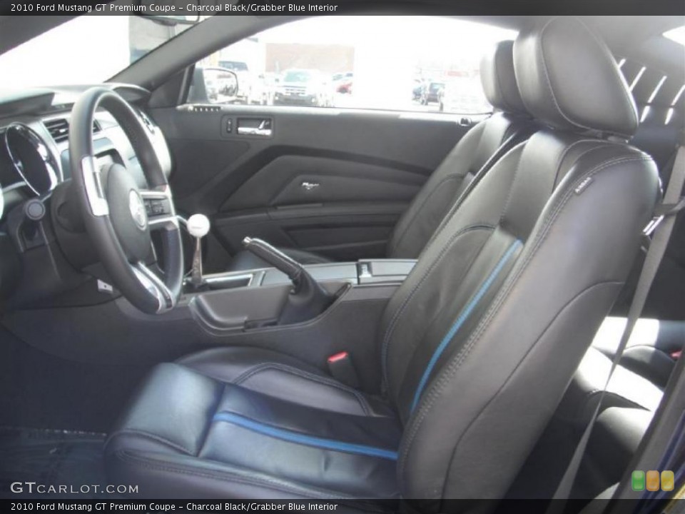 Charcoal Black/Grabber Blue Interior Photo for the 2010 Ford Mustang GT Premium Coupe #46905563