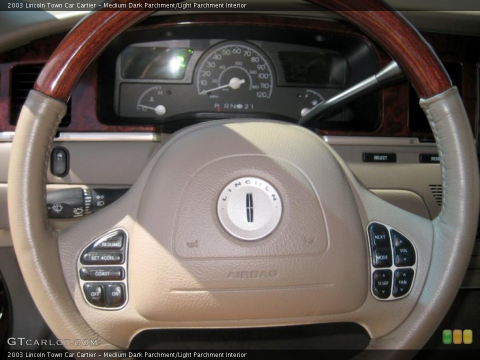 Medium Dark Parchment/Light Parchment Interior Steering Wheel for the 2003 Lincoln Town Car Cartier #46976526
