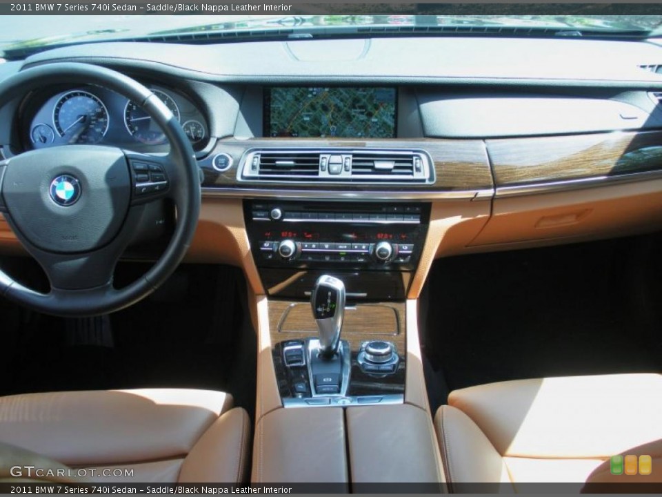 Saddle/Black Nappa Leather Interior Dashboard for the 2011 BMW 7 Series 740i Sedan #46993083
