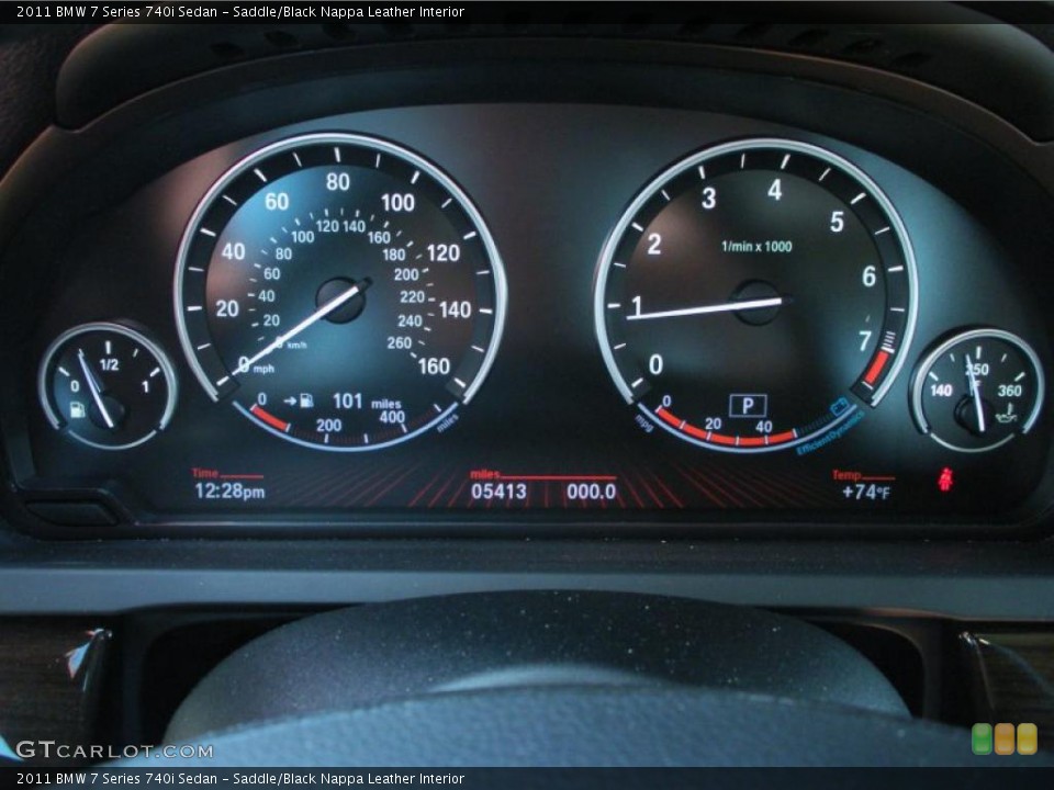 Saddle/Black Nappa Leather Interior Gauges for the 2011 BMW 7 Series 740i Sedan #46993110