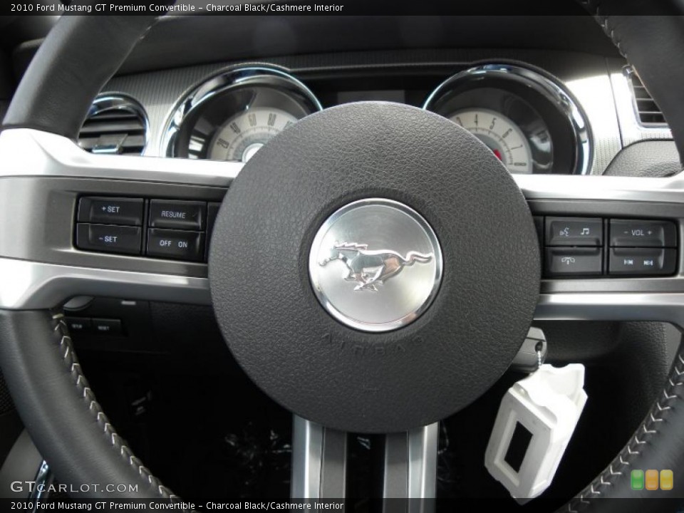 Charcoal Black/Cashmere Interior Steering Wheel for the 2010 Ford Mustang GT Premium Convertible #46998948