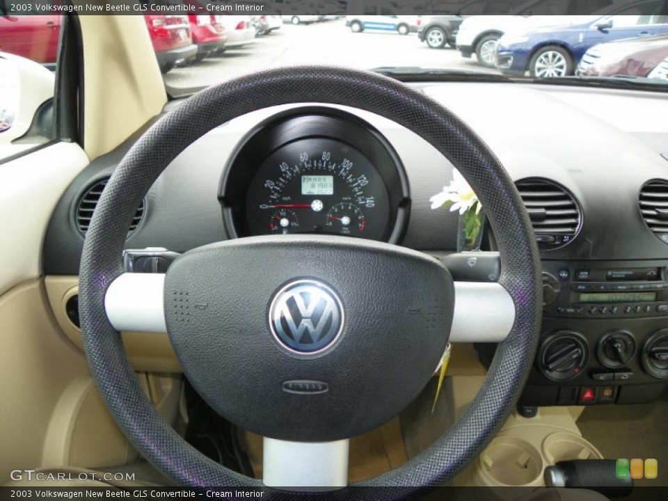 Cream Interior Steering Wheel for the 2003 Volkswagen New Beetle GLS Convertible #47014386