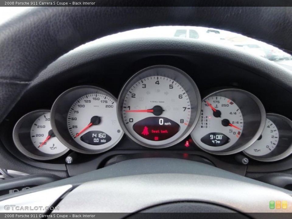 Black Interior Gauges for the 2008 Porsche 911 Carrera S Coupe #47026755