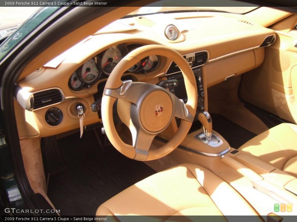 Sand Beige Interior Dashboard for the 2009 Porsche 911 Carrera S Coupe #47038995