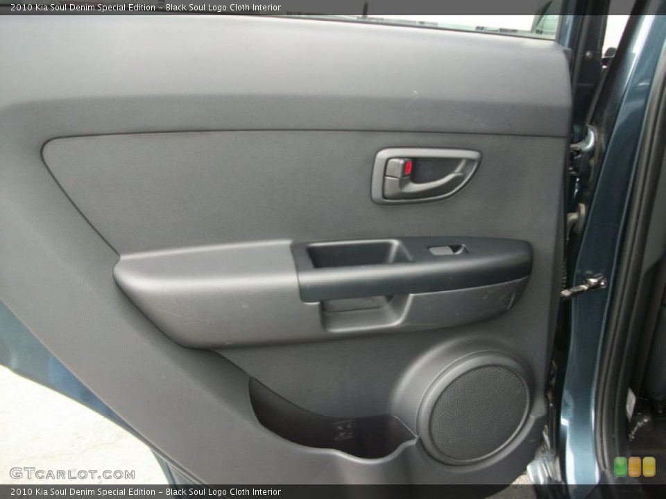 Black Soul Logo Cloth Interior Door Panel for the 2010 Kia Soul Denim Special Edition #47058935