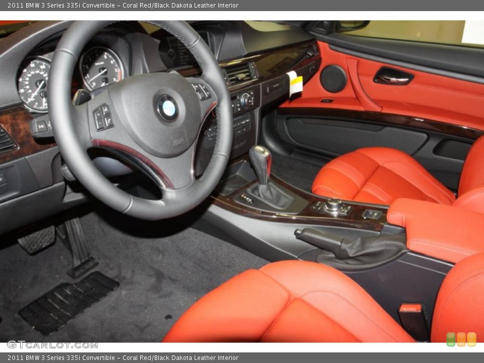 Coral Red/Black Dakota Leather Interior Photo for the 2011 BMW 3 Series 335i Convertible #47059922