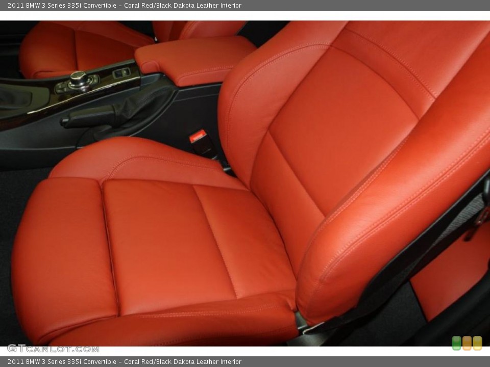 Coral Red/Black Dakota Leather Interior Photo for the 2011 BMW 3 Series 335i Convertible #47059937