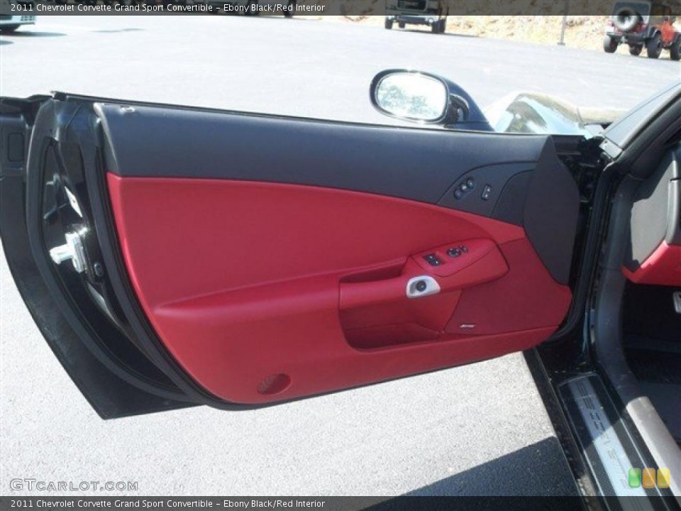 Ebony Black/Red Interior Door Panel for the 2011 Chevrolet Corvette Grand Sport Convertible #47090633