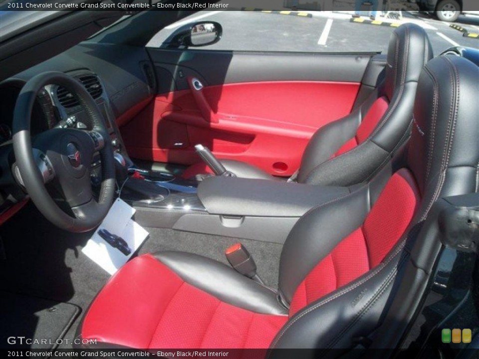 Ebony Black/Red Interior Photo for the 2011 Chevrolet Corvette Grand Sport Convertible #47090648