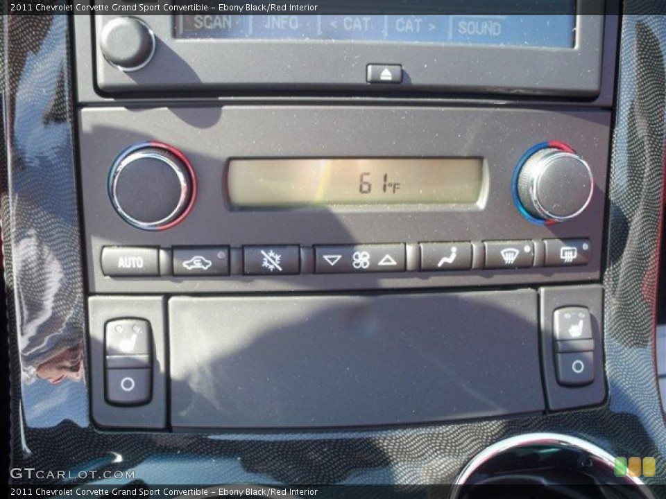 Ebony Black/Red Interior Controls for the 2011 Chevrolet Corvette Grand Sport Convertible #47090816