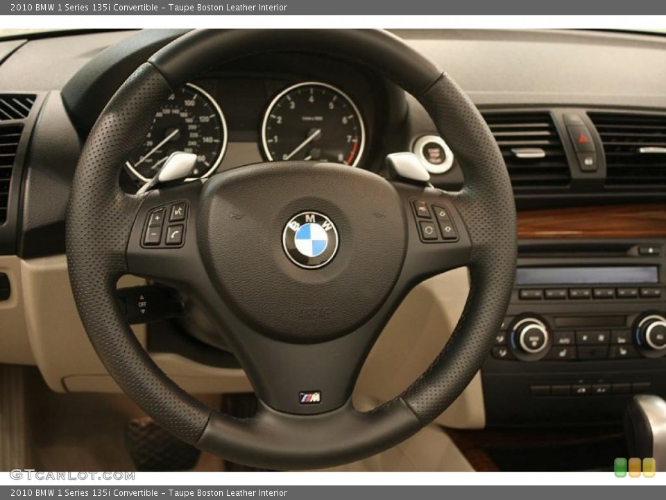Taupe Boston Leather Interior Steering Wheel for the 2010 BMW 1 Series 135i Convertible #47110226