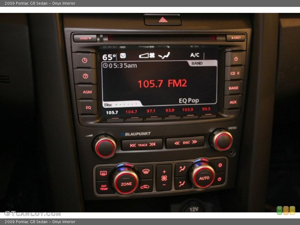 Onyx Interior Controls for the 2009 Pontiac G8 Sedan #47114486