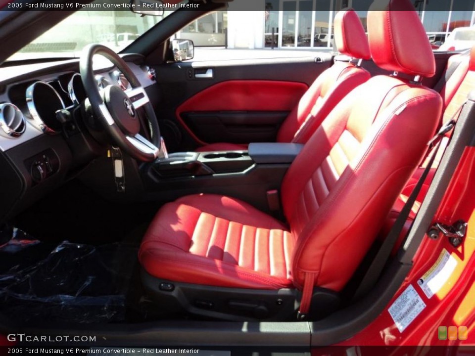 Red Leather Interior Photo for the 2005 Ford Mustang V6 Premium Convertible #47121678