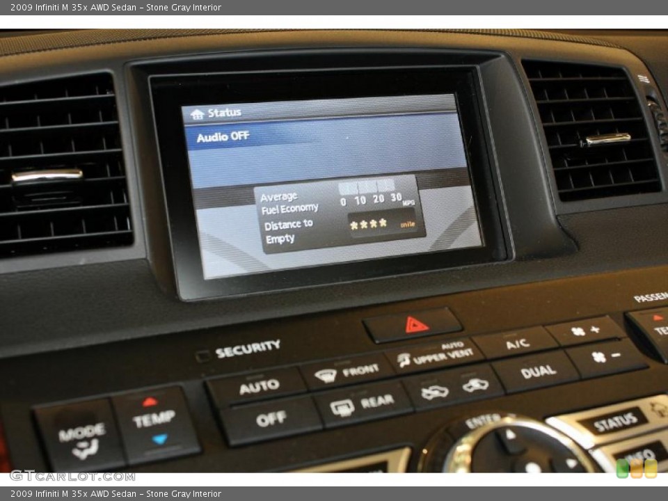Stone Gray Interior Controls for the 2009 Infiniti M 35x AWD Sedan #47154651