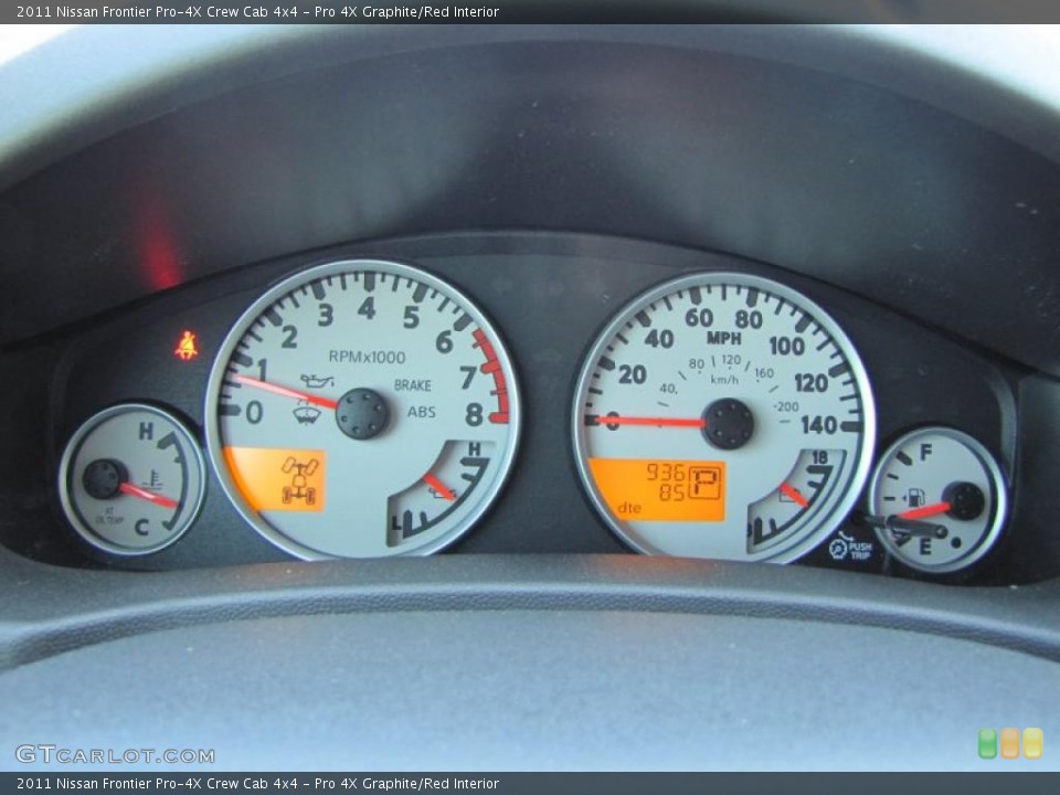 Pro 4X Graphite/Red Interior Gauges for the 2011 Nissan Frontier Pro-4X Crew Cab 4x4 #47167356