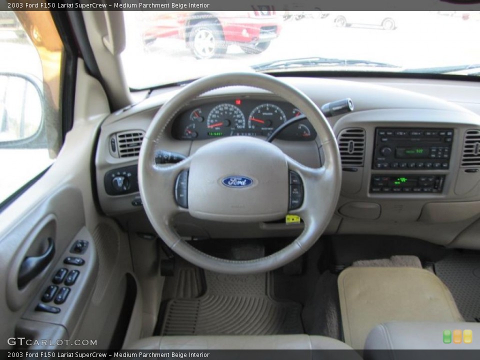 Medium Parchment Beige Interior Steering Wheel for the 2003 Ford F150 Lariat SuperCrew #47167971