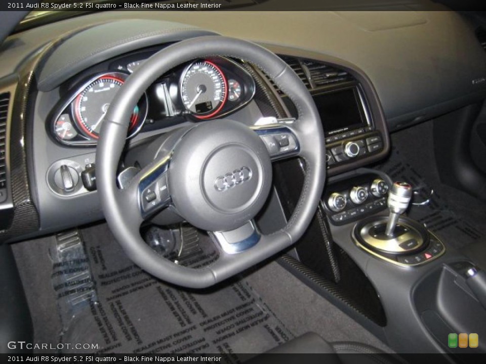 Black Fine Nappa Leather Interior Steering Wheel for the 2011 Audi R8 Spyder 5.2 FSI quattro #47195399