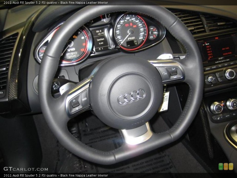 Black Fine Nappa Leather Interior Steering Wheel for the 2011 Audi R8 Spyder 5.2 FSI quattro #47195447