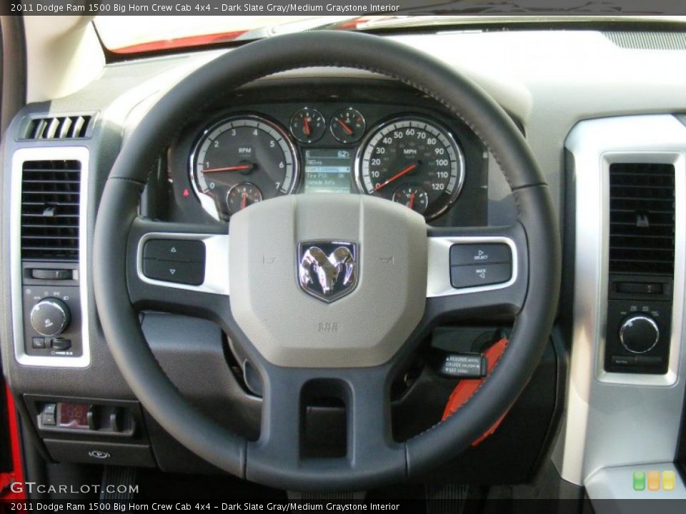 Dark Slate Gray/Medium Graystone Interior Steering Wheel for the 2011 Dodge Ram 1500 Big Horn Crew Cab 4x4 #47206826