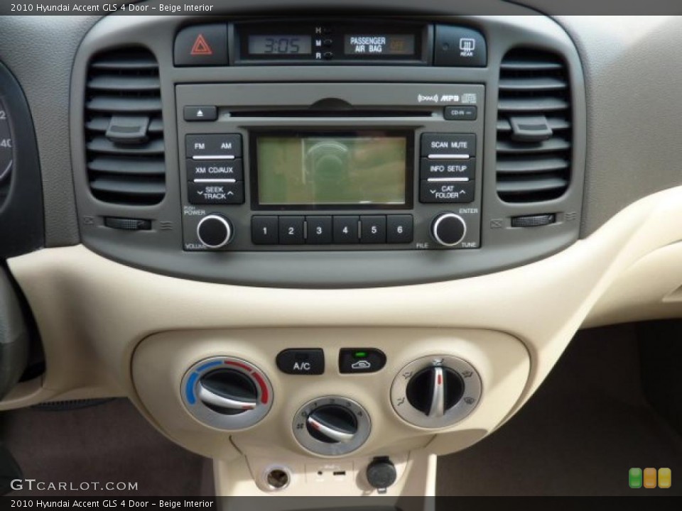 Beige Interior Controls for the 2010 Hyundai Accent GLS 4 Door #47224733