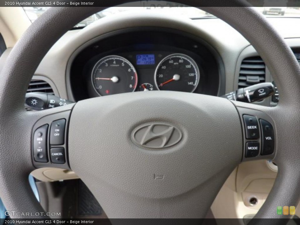 Beige Interior Controls for the 2010 Hyundai Accent GLS 4 Door #47224757