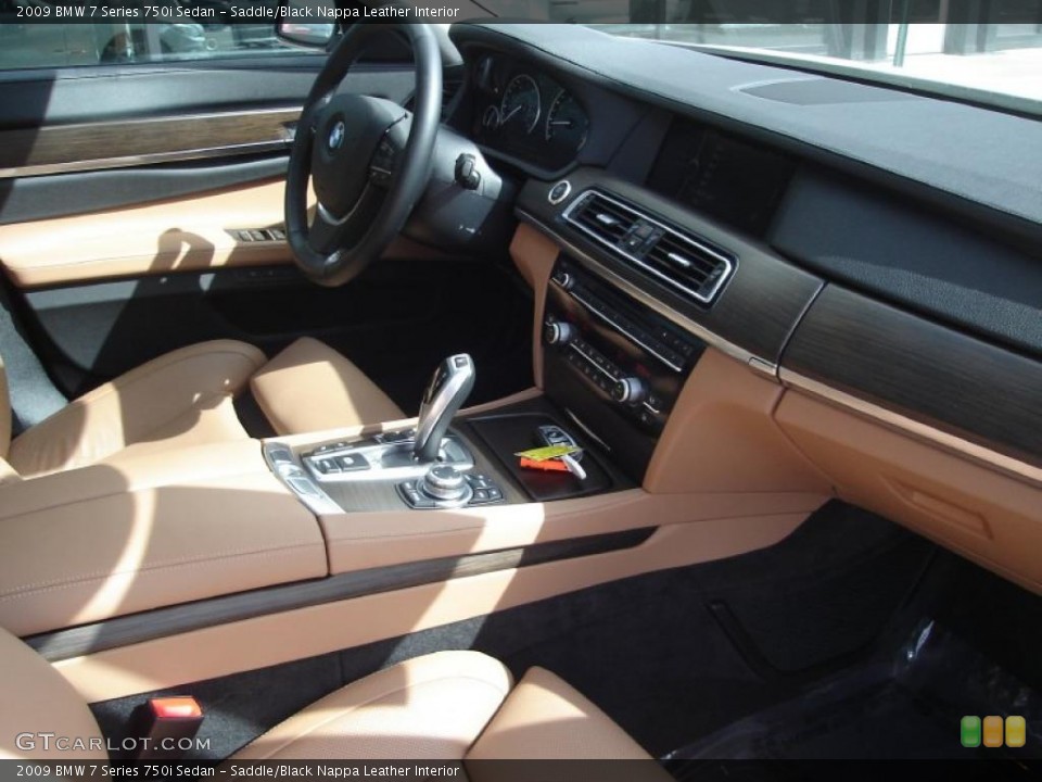 Saddle/Black Nappa Leather Interior Dashboard for the 2009 BMW 7 Series 750i Sedan #47232953