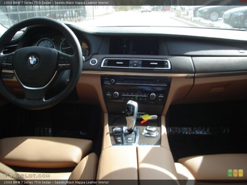 Saddle/Black Nappa Leather Interior Dashboard for the 2009 BMW 7 Series 750i Sedan #47232968