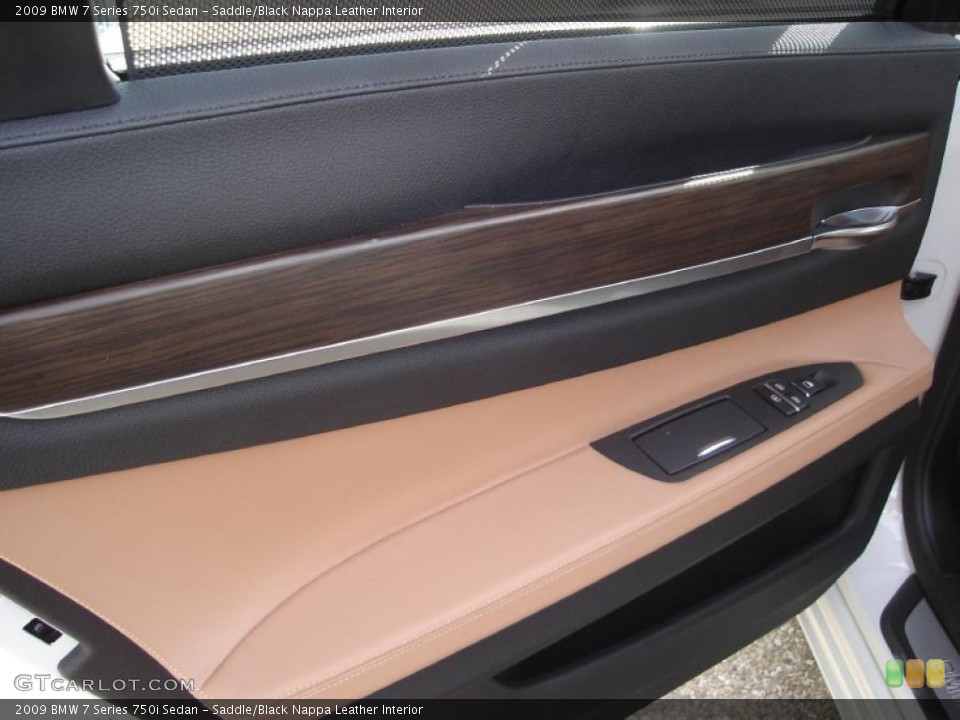Saddle/Black Nappa Leather Interior Door Panel for the 2009 BMW 7 Series 750i Sedan #47233037