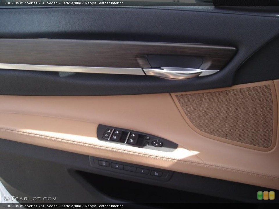 Saddle/Black Nappa Leather Interior Door Panel for the 2009 BMW 7 Series 750i Sedan #47233061