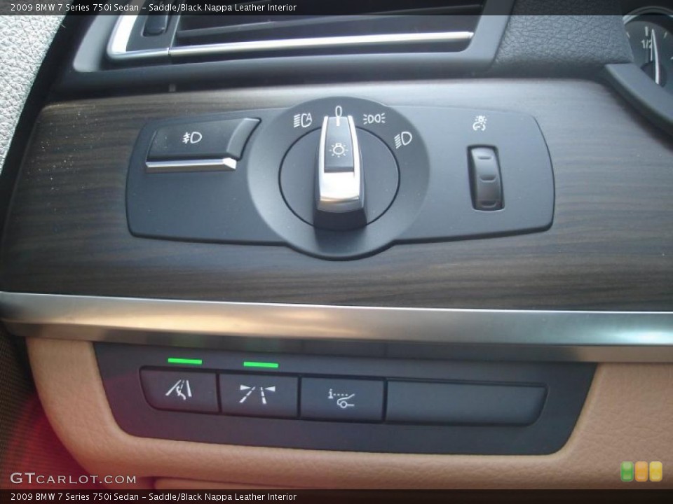 Saddle/Black Nappa Leather Interior Controls for the 2009 BMW 7 Series 750i Sedan #47233088