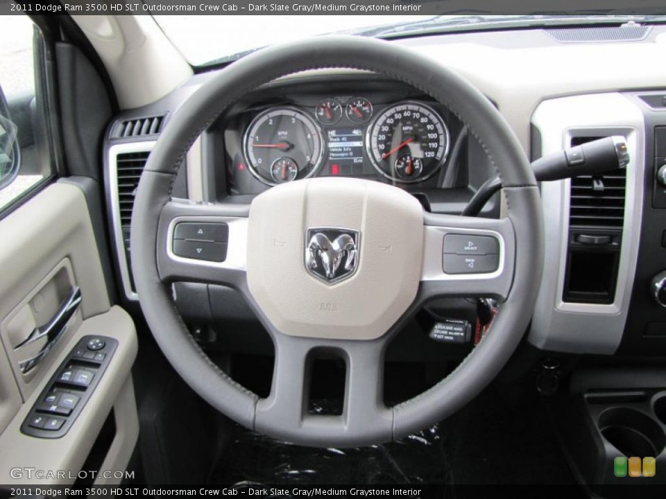 Dark Slate Gray/Medium Graystone Interior Steering Wheel for the 2011 Dodge Ram 3500 HD SLT Outdoorsman Crew Cab #47303129