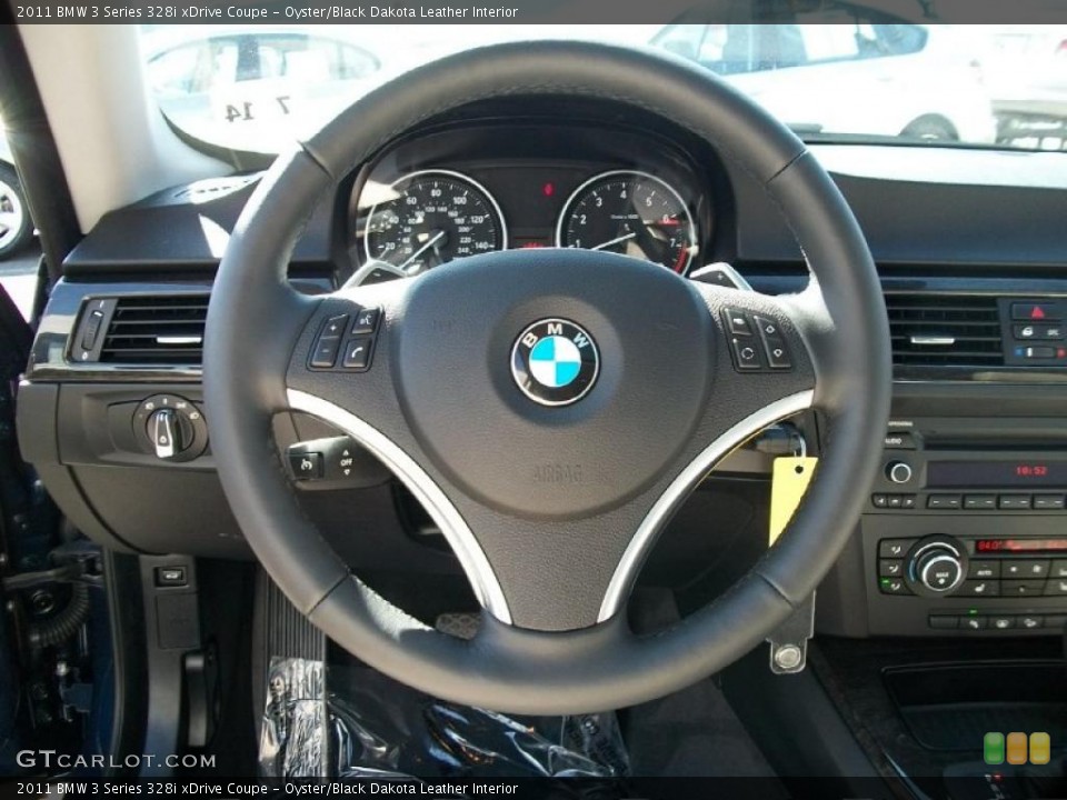 Oyster/Black Dakota Leather Interior Steering Wheel for the 2011 BMW 3 Series 328i xDrive Coupe #47310194