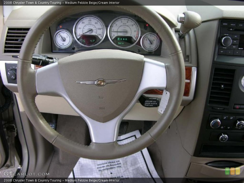 Medium Pebble Beige/Cream Interior Steering Wheel for the 2008 Chrysler Town & Country Touring #47344016