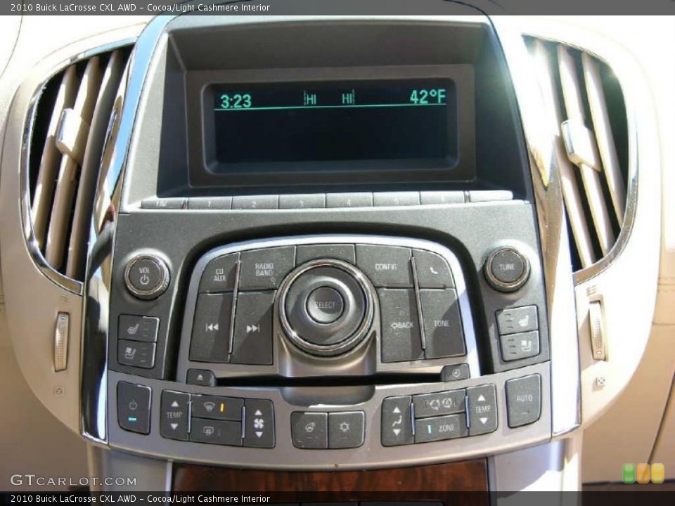 Cocoa/Light Cashmere Interior Controls for the 2010 Buick LaCrosse CXL AWD #47344682