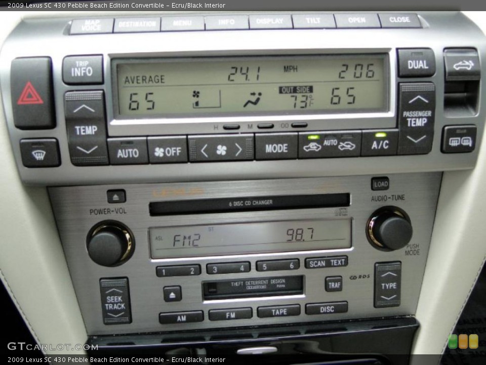 Ecru/Black Interior Controls for the 2009 Lexus SC 430 Pebble Beach Edition Convertible #47387431